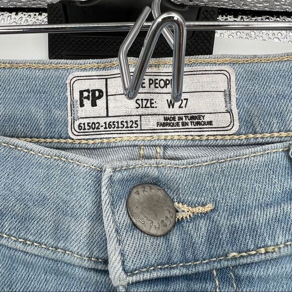 Free People Great Heights Light Blue Frayed Blue Distressed Skinny Jeans Women’s - Picture 5 of 12